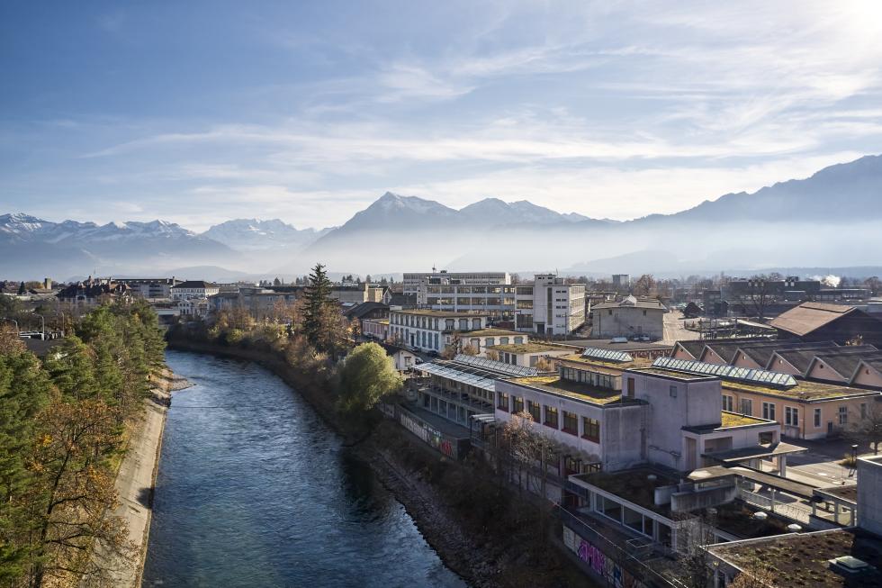 Tryber Quartier entlang der Aare in Thun